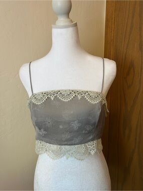 Intimately Free People Gray Lace Tie Back Crop Top Size XS/S